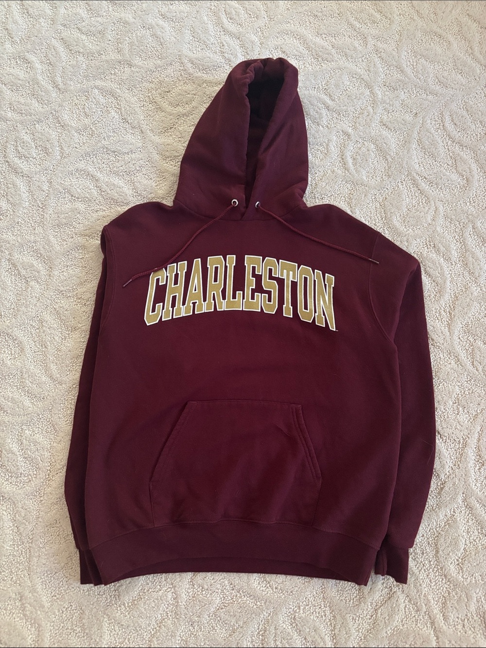 Champion Maroon Charleston Hooded Sweatshirt with Gold Lettering